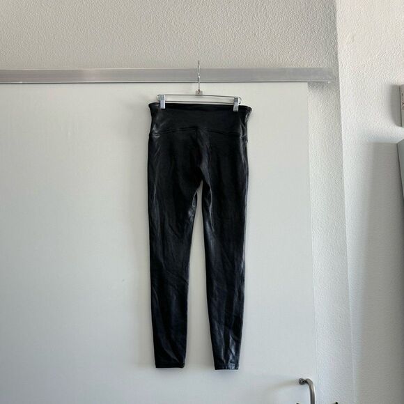 Spanx Power Waistband Faux Leather Pebble Leggings Size Large - Picture 11 of 12